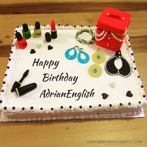 write name on Cosmetics Happy Birthday Cake
