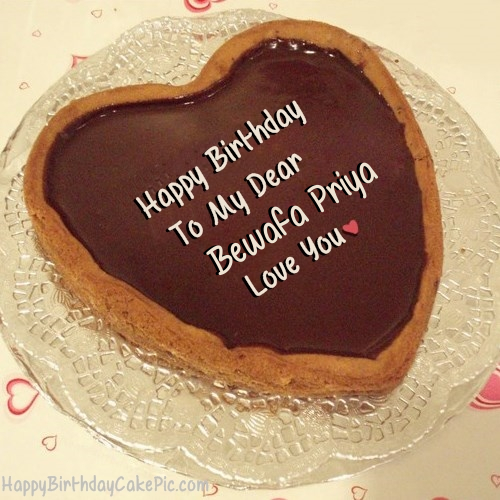 Chocolate Heart Birthday Cake For Lover For Bewafa Priya