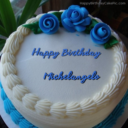 Blue Flower Ice Cream Cake For Michelangelo