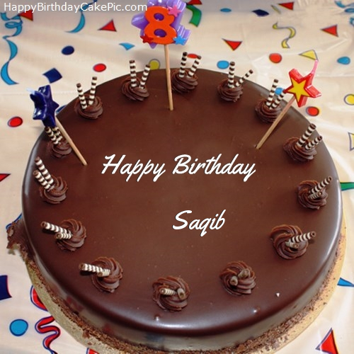 8th Chocolate Happy Birthday Cake For Saqib