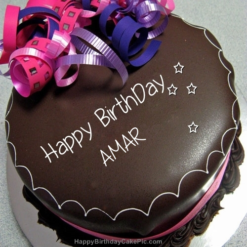 Chocolate Happy Birthday Cake for Amar GIF  Download on Funimadacom