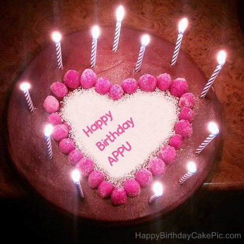 Candles Heart Happy Birthday Cake For Appu