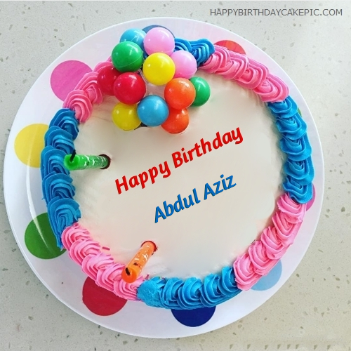 ❤️ Colorful Happy Birthday Cake For Abdul Aziz