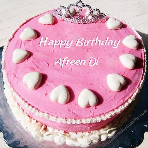 ❤️ Red White Heart Happy Birthday Cake For Afreen(Affo)