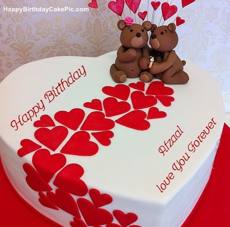 Heart Birthday Wish Cake For Afzaal