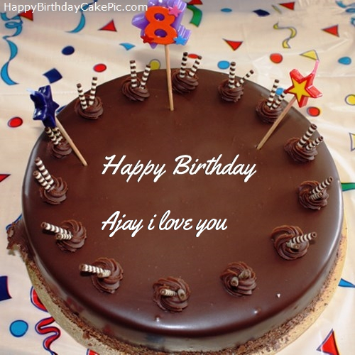 8th Chocolate Happy Birthday Cake For Ajay I Love You