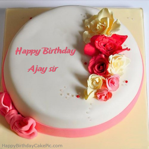 Roses Happy Birthday Cake For Ajay sir