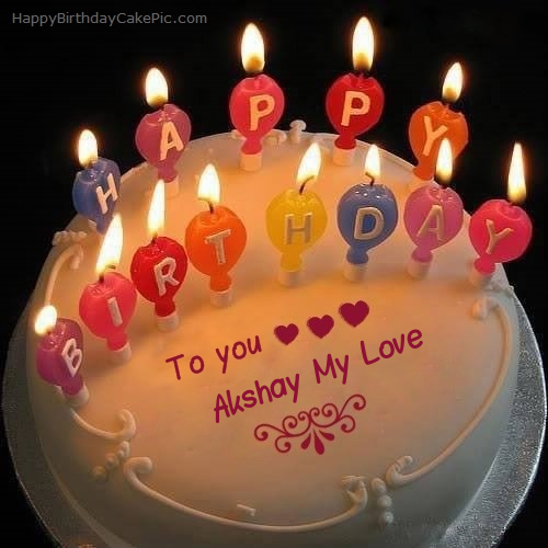 Happy Birthday GIF for Akshay with Birthday Cake and Lit Candles — Download  on Funimada.com
