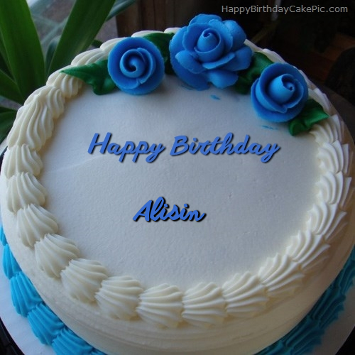 write name on Blue Flower Ice-cream Cake