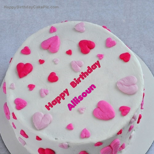 write name on Little Hearts Birthday Cake