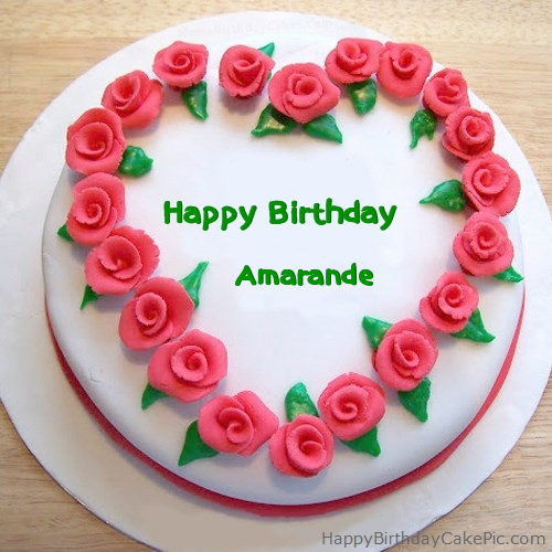 write name on Roses Heart Birthday Cake