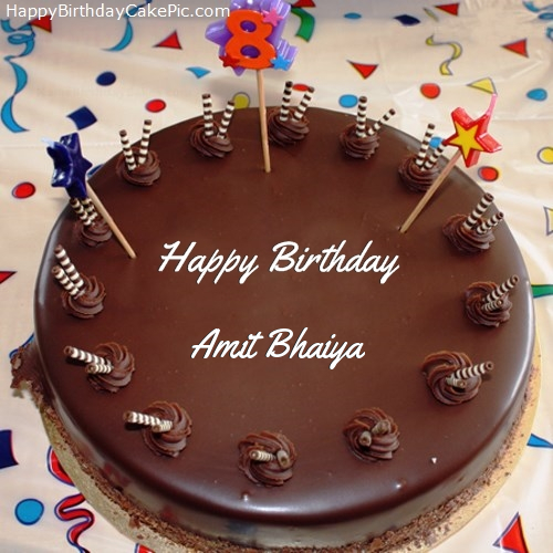 8th Chocolate Happy Birthday Cake For Amit Bhaiya