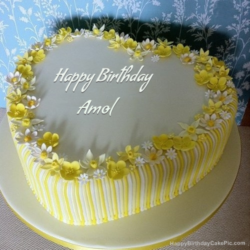 ❤️ Pink Heart Happy Birthday Cake For Amol