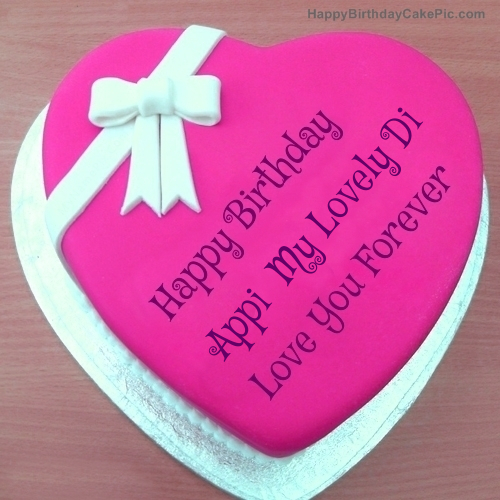 Pink Heart Happy Birthday Cake For Appi My Lovely Di