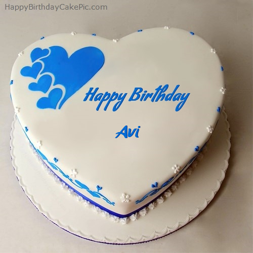 ❤️ Red White Heart Happy Birthday Cake For avi