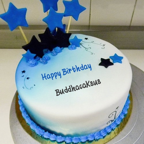 write name on Blue Stars Birthday Cake