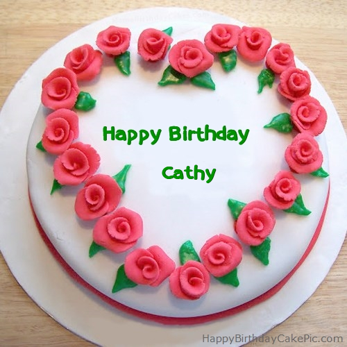 Roses Heart Birthday Cake For Cathy