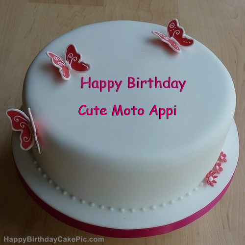 Butterflies Girly Birthday Cake For Cute Moto Appi