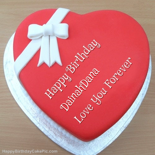 write name on Pink Heart Happy Birthday Cake