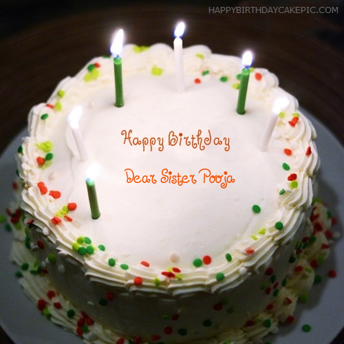 Birthday Cake With Candles For Dear Sister Pooja