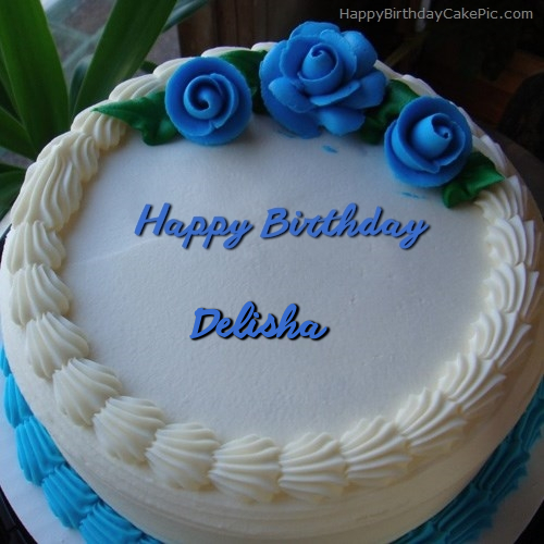 write name on Blue Flower Ice-cream Cake