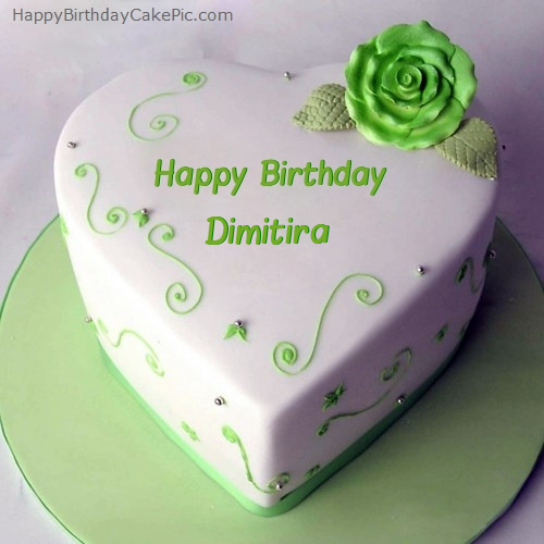 write name on Green Heart Birthday Cake