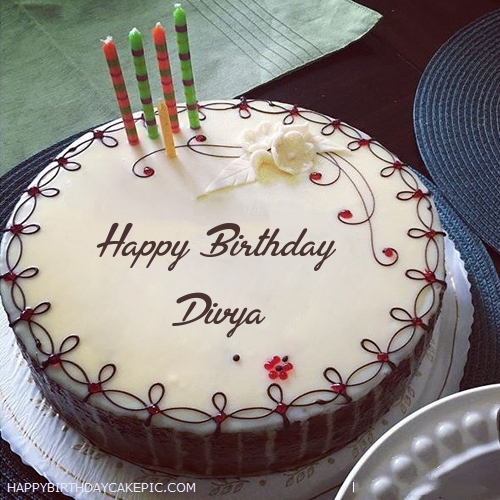️ Candles Decorated Happy Birthday Cake For Divya