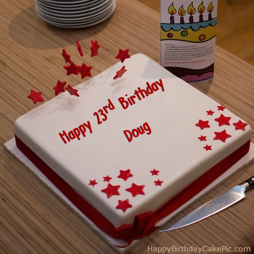 ️ Red 23rd Happy Birthday Cake For Doug