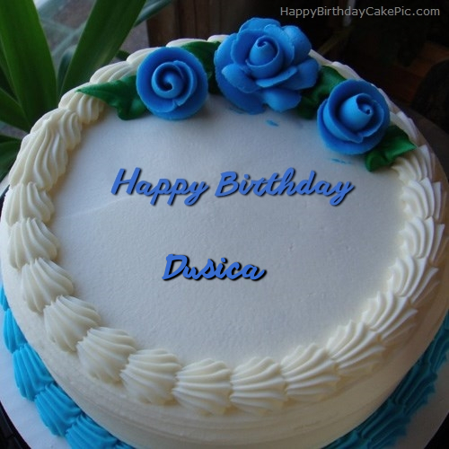 write name on Blue Flower Ice-cream Cake