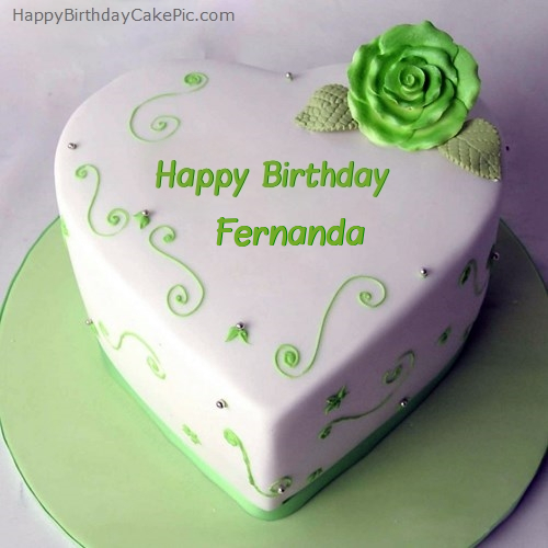 ️ Green Heart Birthday Cake For Fernanda