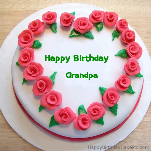 Download Roses Heart Birthday Cake For Grandpa