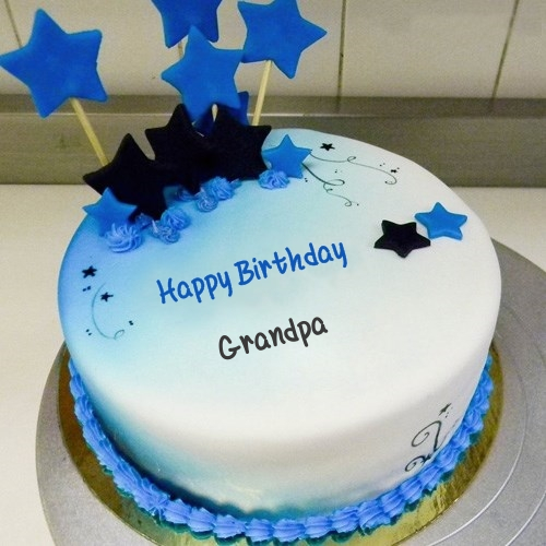 Download Blue Stars Birthday Cake For Grandpa