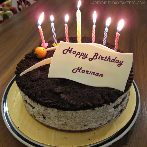 Happy Birthday GIF for Harman with Birthday Cake and Lit Candles — Download  on Funimada.com
