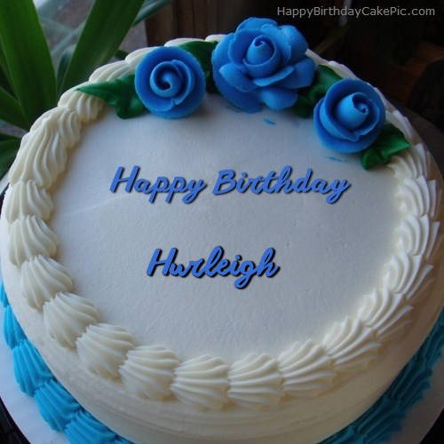 write name on Blue Flower Ice-cream Cake