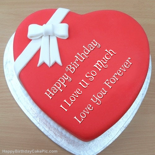 Pink Heart Happy Birthday Cake For I Love U So Much