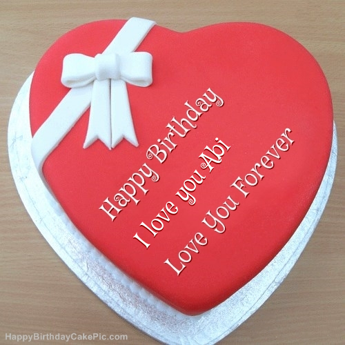 Pink Heart Happy Birthday Cake For I Love You Abi