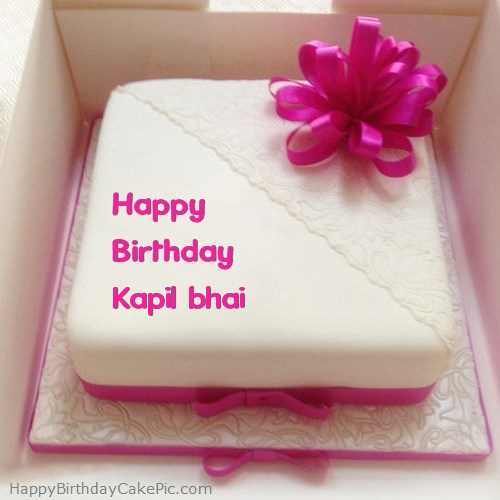 Pink Happy Birthday Cake For Kapil Bhai