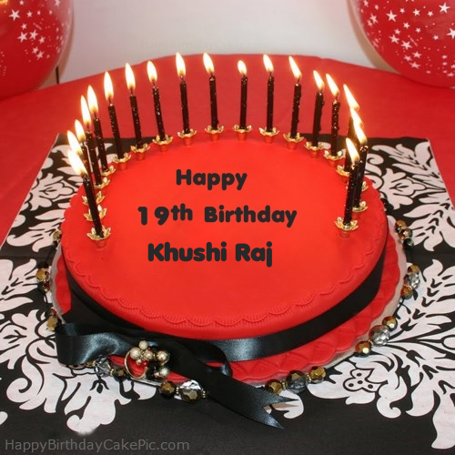 Happy 19th Happy Birthday Cake For Khushi Raj