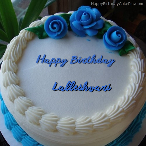 write name on Blue Flower Ice-cream Cake