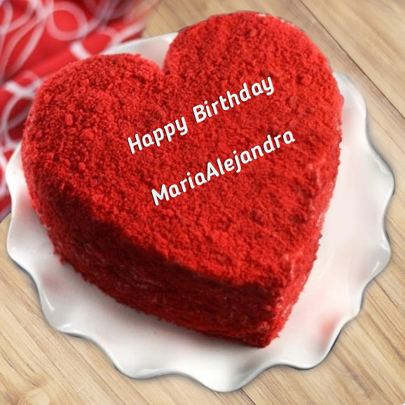 write name on Heart Shaped Red Velvet Birthday Cake