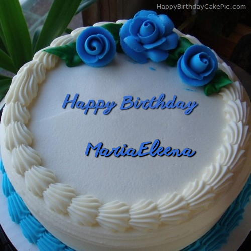 write name on Blue Flower Ice-cream Cake