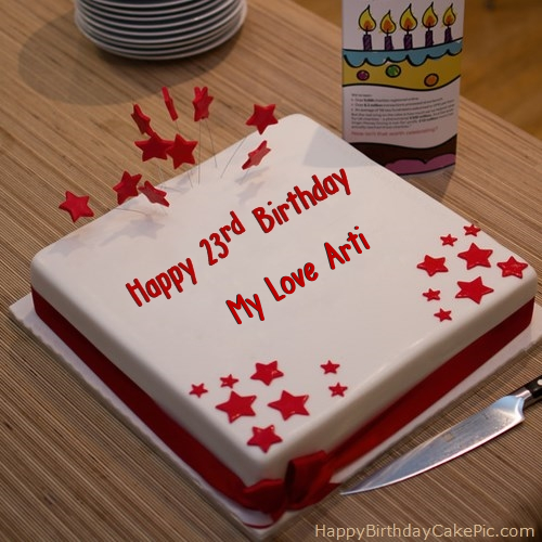 Red 23rd Happy Birthday Cake For My Love Arti