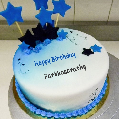 write name on Blue Stars Birthday Cake