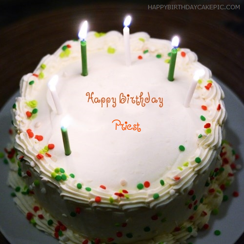 Birthday Cake With Candles For Priest