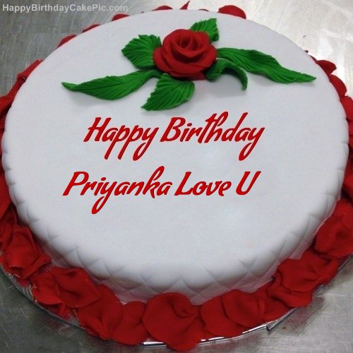 ❤️ Red Rose Birthday Cake For Priyanka Love U