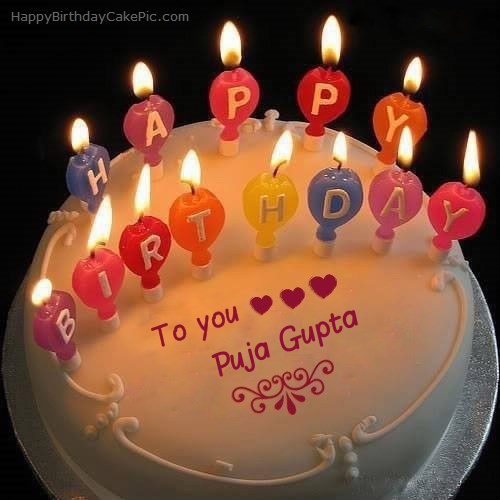 Candles Happy Birthday Cake For Puja Gupta