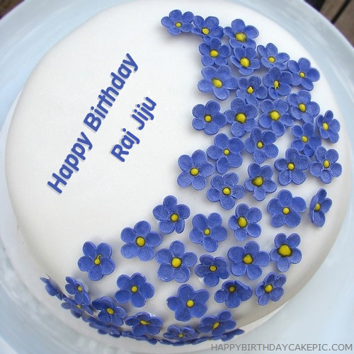 Violet Flowers Birthday Cake For Raj Jiju