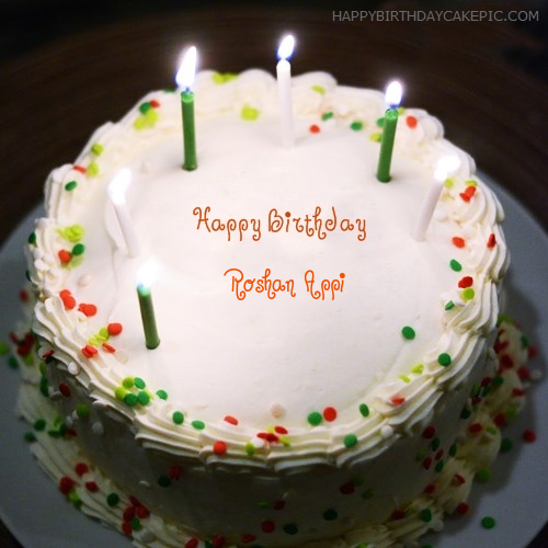 Birthday Cake With Candles For Roshan Appi