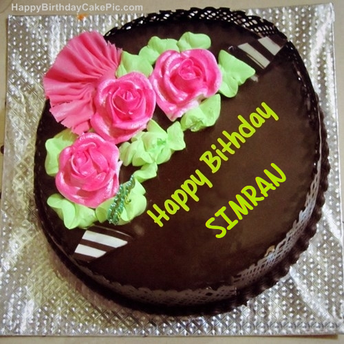 Chocolate Happy Birthday Cake for Simran (GIF) | Funimada.com
