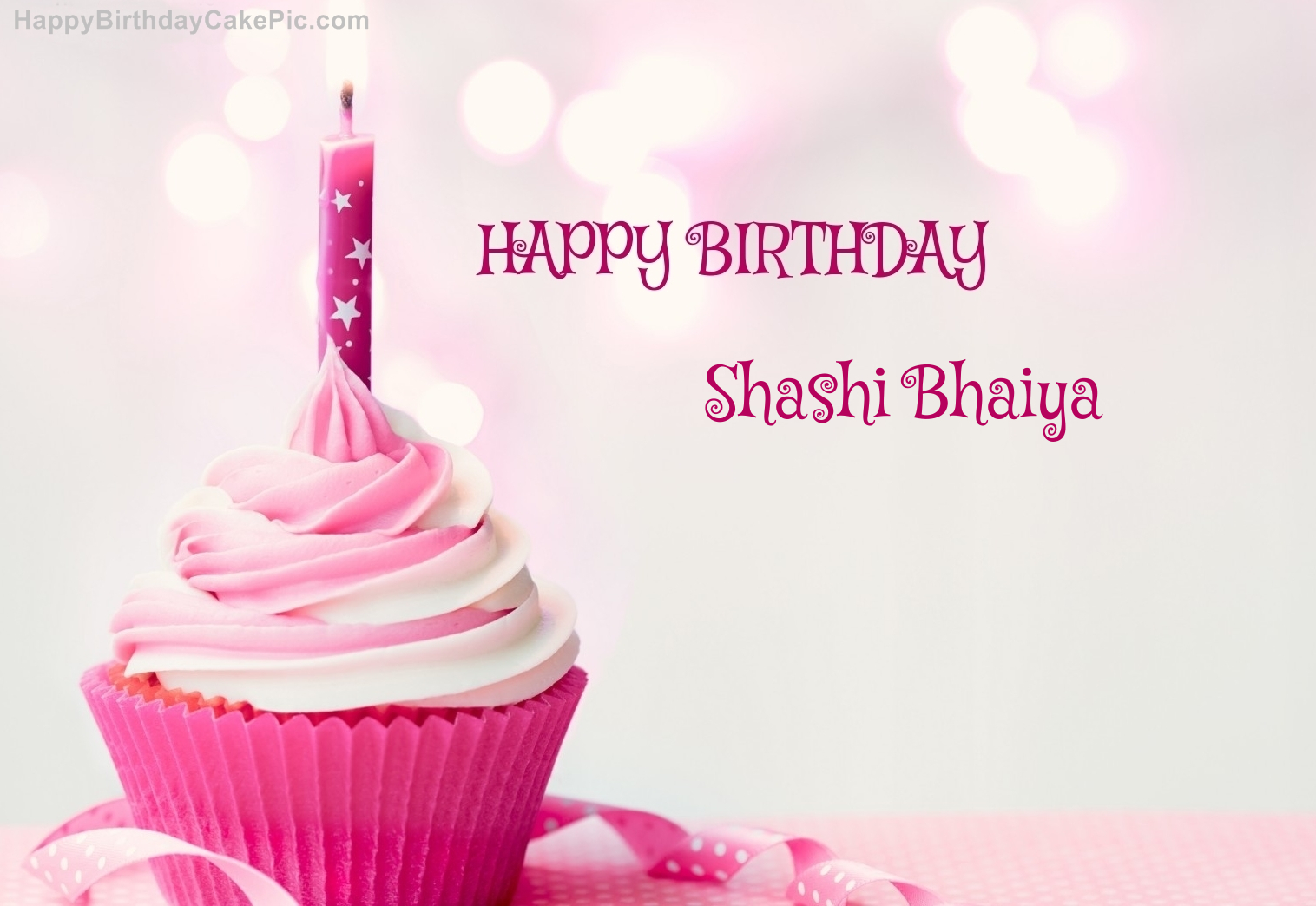 ️ Happy Birthday Cupcake Candle Pink Cake For Shashi Bhaiya